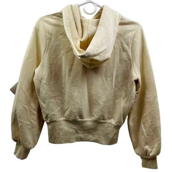 NWOT MADEWELL Hoodie Women Size XS Bubble Sleeve Outdoor Cream Cropped Sweater - Picture 3 of 4